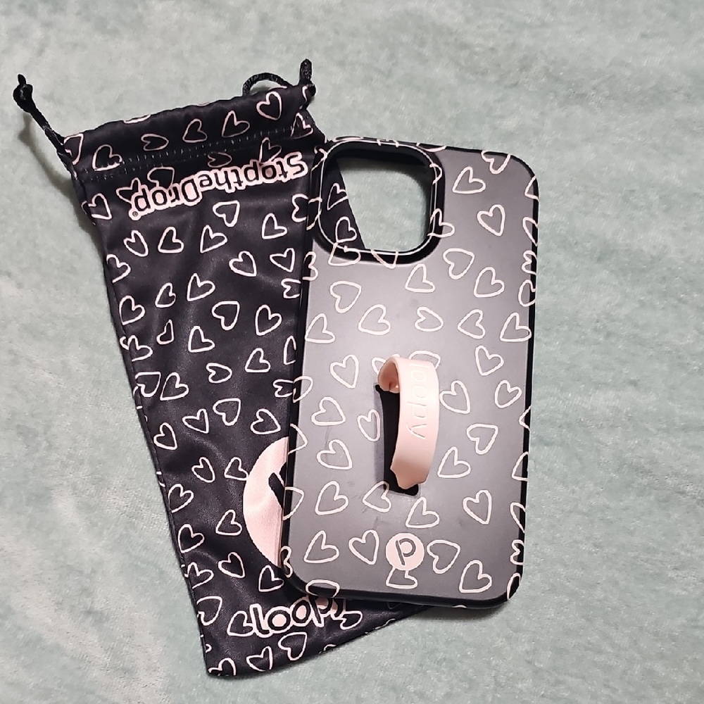 Loopy Case Black and Pink Heart Pattern for IPhone 13 Pro Max